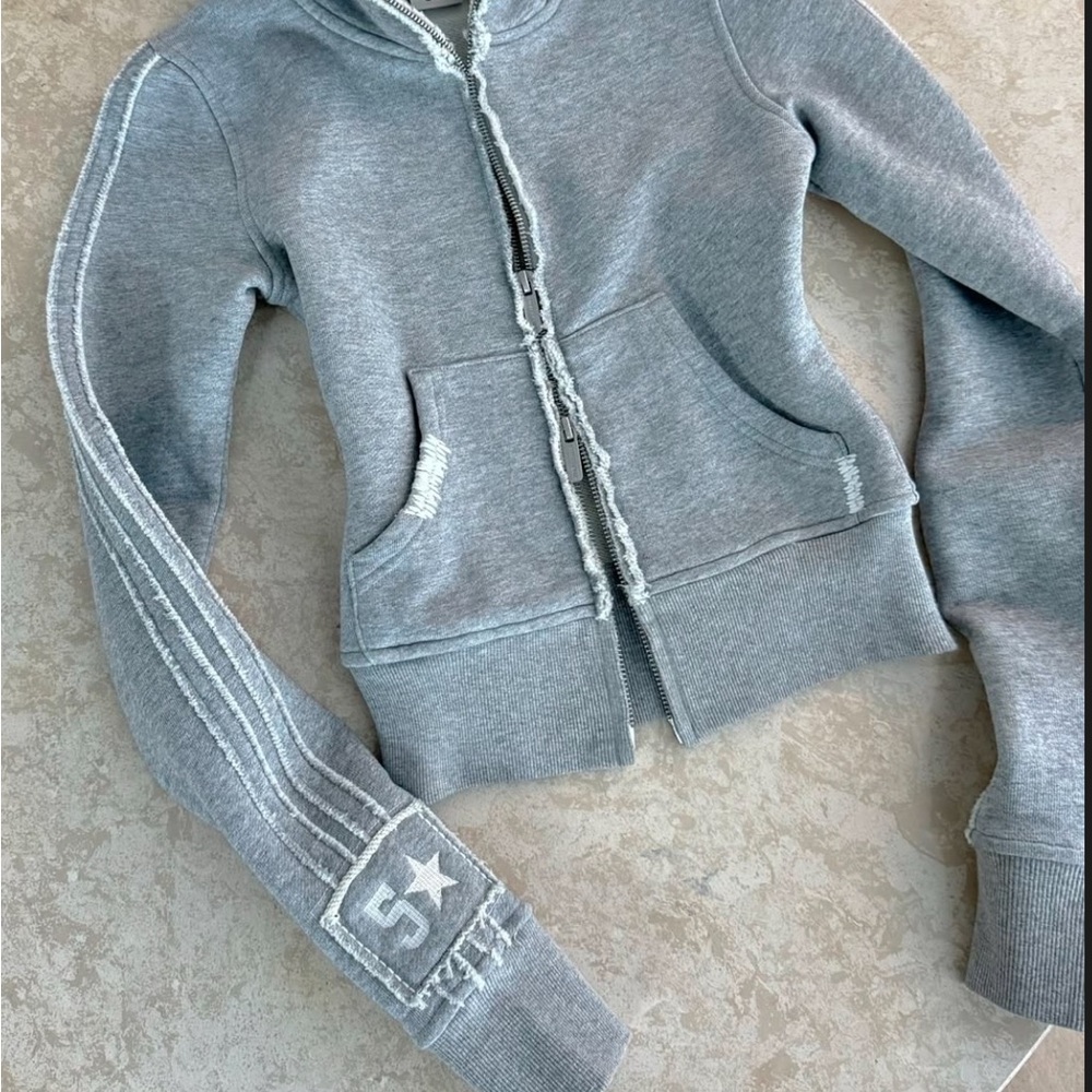 Trendy Gray Hoodie with Star Detail